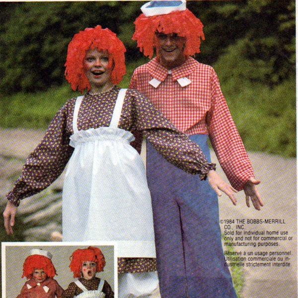 Raggedy Ann and Andy Costume, Child's Sizes 6 to 8, Raggedy Andy Costume, Raggedy Ann Costume , McCalls 9234,  Sewing Pattern, Uncut