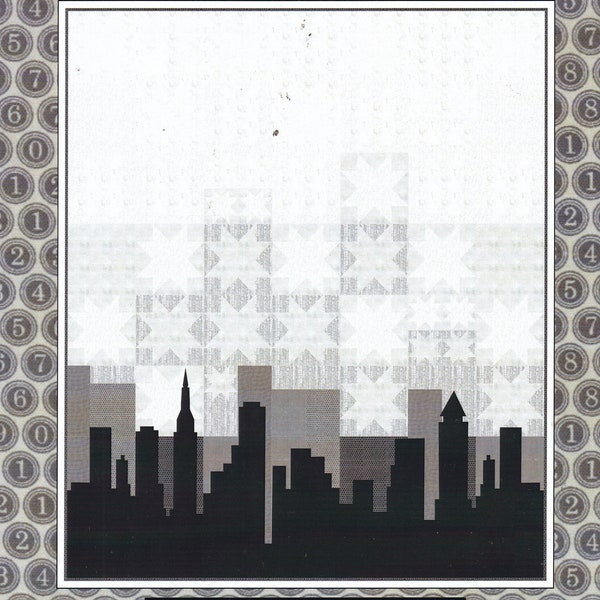 Skyline an Ombre Effect Quilt With a Black Skyline, by Coach House Designs, 84 x 96 Inch Quilt Using The Moda Compositions Fabric