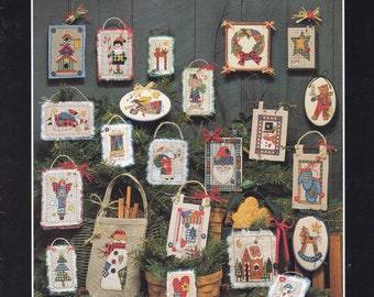 Christmas Folk Cross Stitch Charts, Christmas Smalls, Prim Country Style Charts For Angels, Birdhouse, Rocking Horse, Mitten, Santa, Snowman