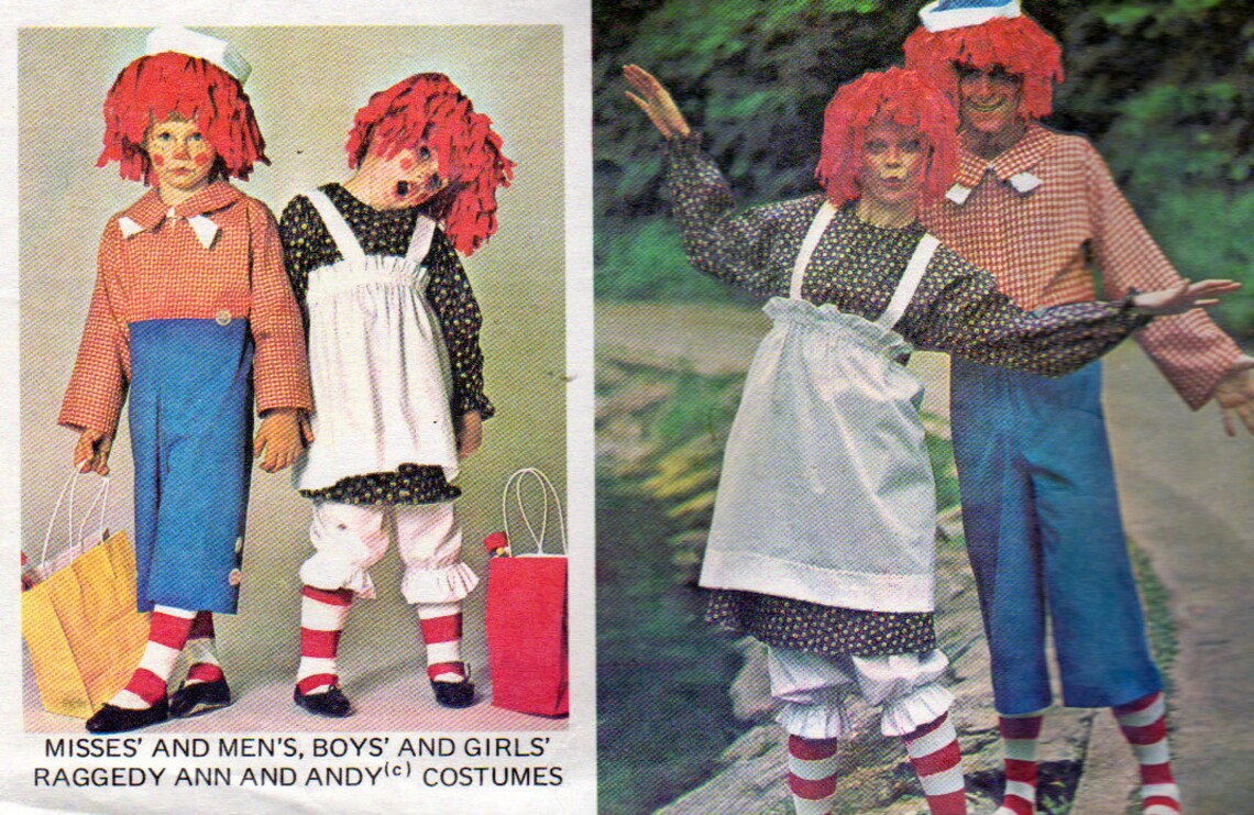Raggedy Ann And Andy Halloween Costumes Raggedy Ann and Raggedy Andy Halloween Costume Sewing Pattern | Etsy