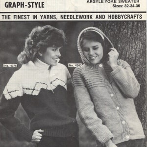 Mary Maxim 4375, Argyle  Graph Style Sweater, Cowichan Knitting  Pattern