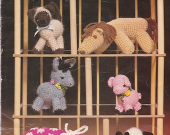 Gehäkelte Critters, Pferd, Schwein, Lamm, Elefant, Esel, Katze, häkeln fleischige Tiere, häkeln Soft Toys, Freizeit kunst109, Jahrgang 1977