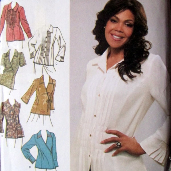 Simplicity 3990, Ladies Plus Size Blouses Pattern,Misses Sizes 14, 16, 18, 20 and 22, Pleated Blouse, Pin Tuck, V Neck & More