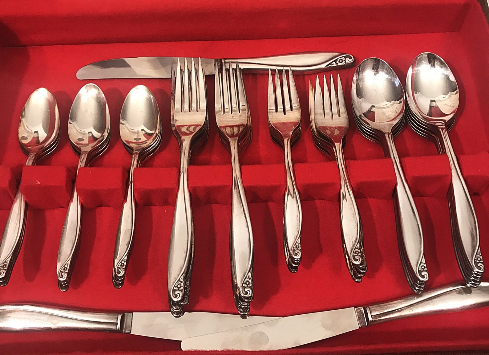 1963 Wm Rogers Flowertime Silver Overlaid Flatware Set Etsy