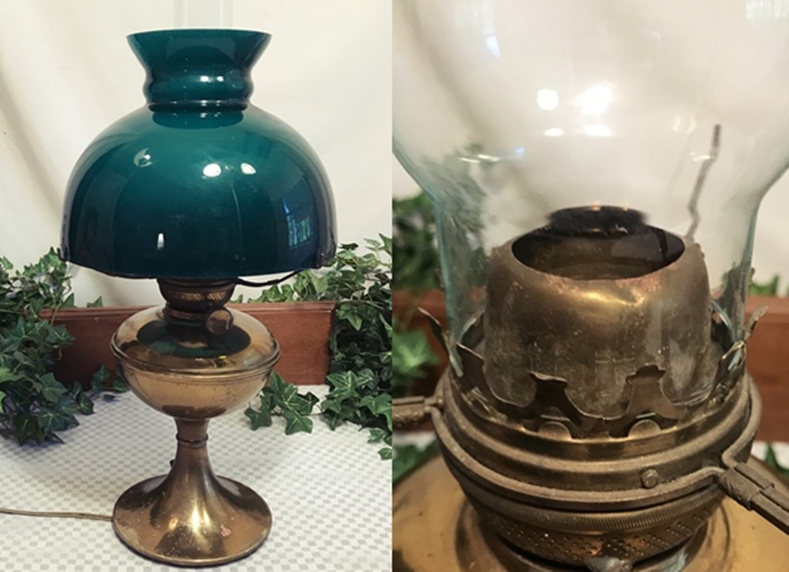 Antique Pittsburg Success Brass Oil Lamp with Green Globe Etsy