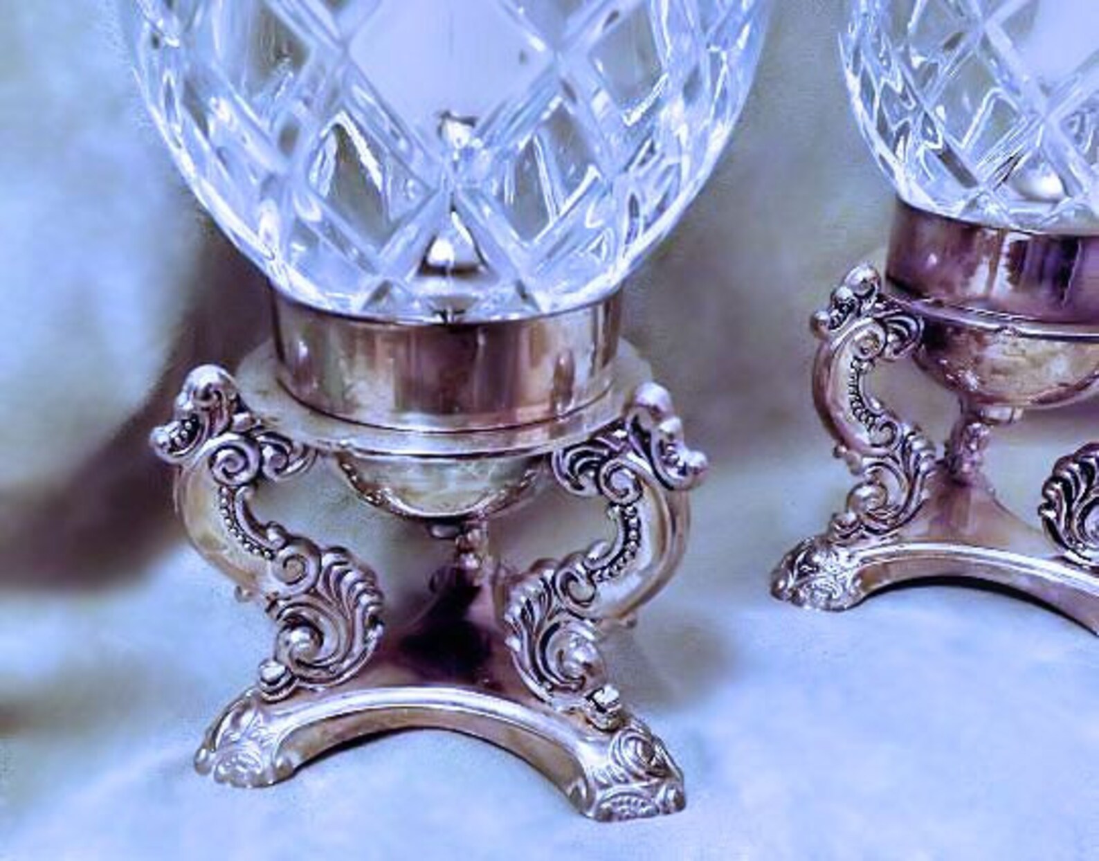 Godinger Italian Crystal Candle Vase Ornate Silverplate Base Etsy