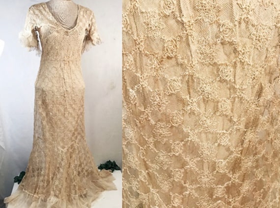 Antique Dress | Antique 1920's Lace Evening Gown o