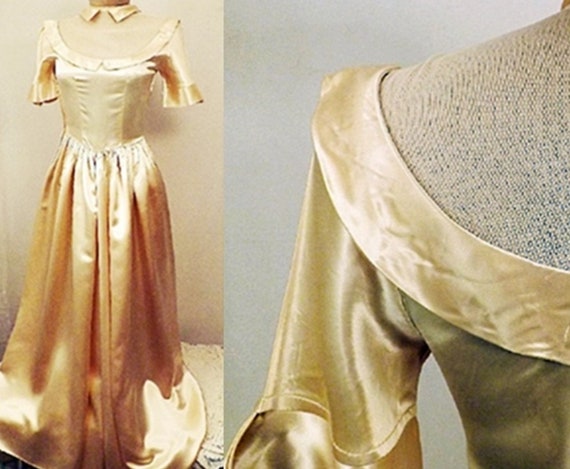 Antique Dress | Antique 30's Liquid Gold Satin Eve