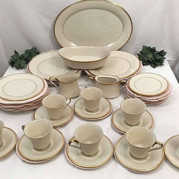 Vintage Lenox Eternal 24K Gold China Set  Complete Service for 8