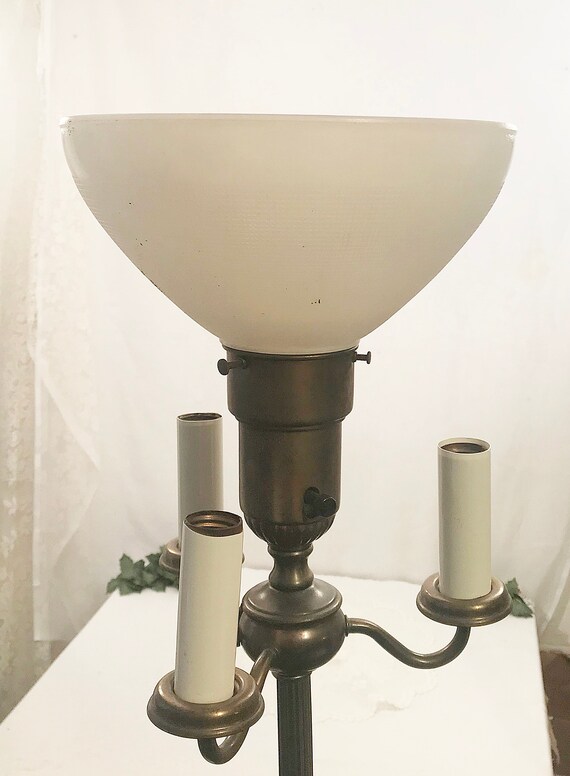 1940 S Solid Brass N Zinc Torchiere Floor Lamp W Milk Etsy