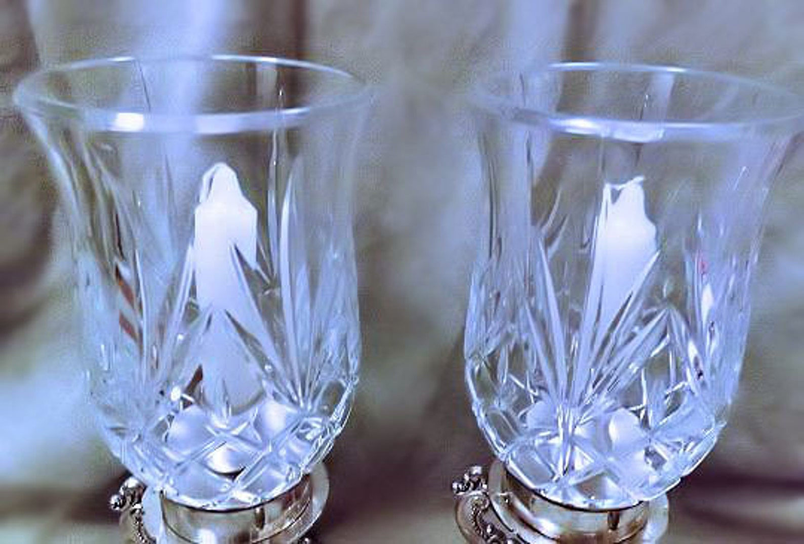 Godinger Italian Crystal Candle Vase Ornate Silverplate Base Etsy