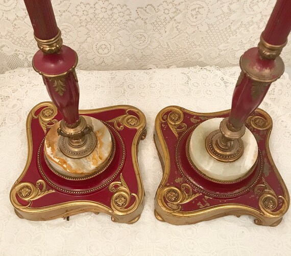 Pair Of 30 S Vintage Solid Brass Rembrandt Mogul Floor Lamps