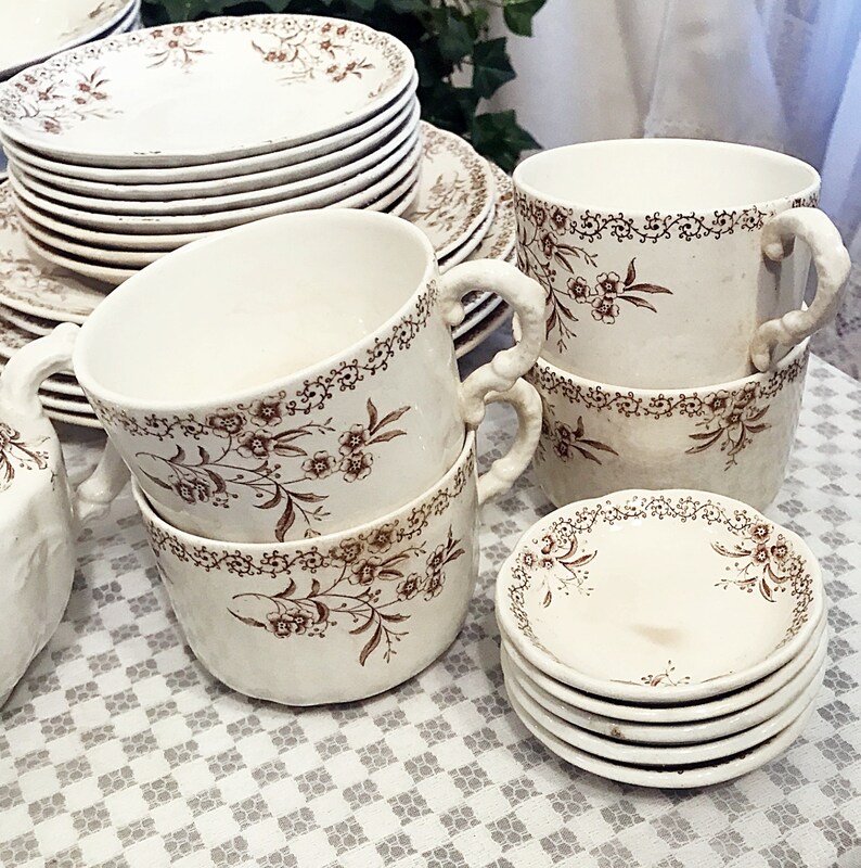 20's Antique Fine China Dinnerware Set for 8 by Etsy