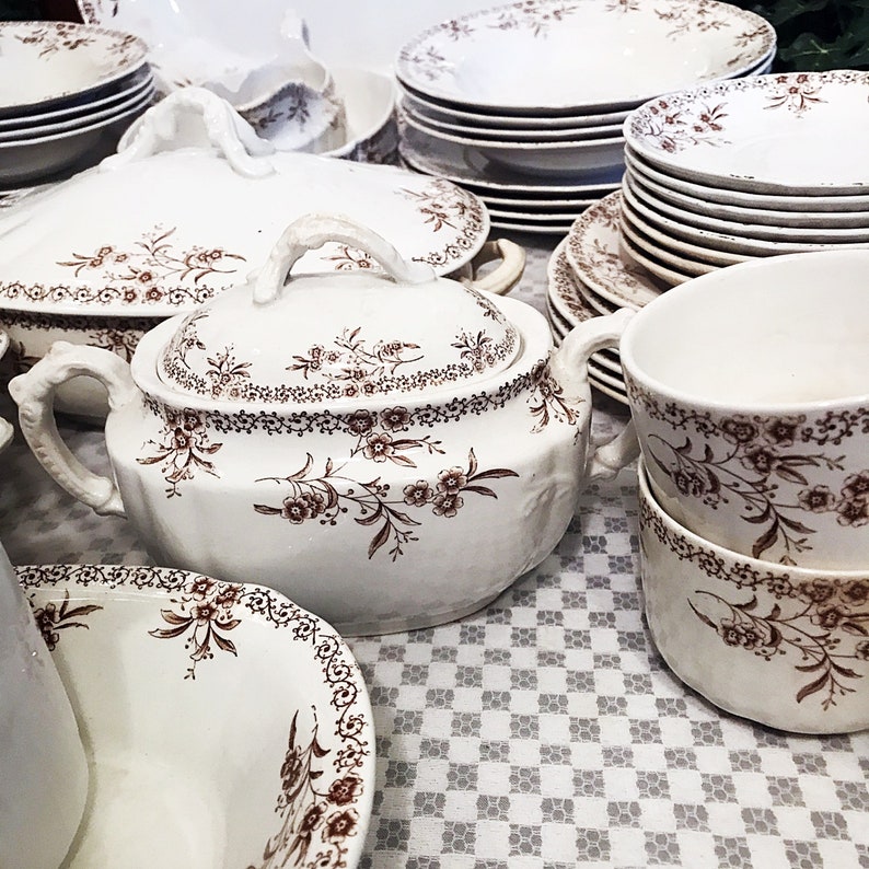 20's Antique Fine China Dinnerware Set for 8 by Etsy