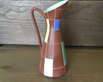 Jasba Keramik Cili Worsdorfer Geometric Vase or Pitcher 206/25 | German pottery | collectible vase | ceramic vase | mcm vase | midcentury