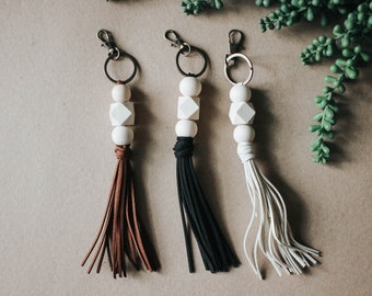 Beaded Leather Keychain | Purse Accent |