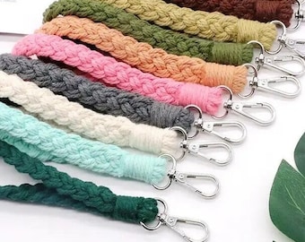 Braided Macramé Keychain |  Macramé Wristlet | Gift for women | Chunky Wristlet | Rope Wristlet | Stocking Stuffer | Gift