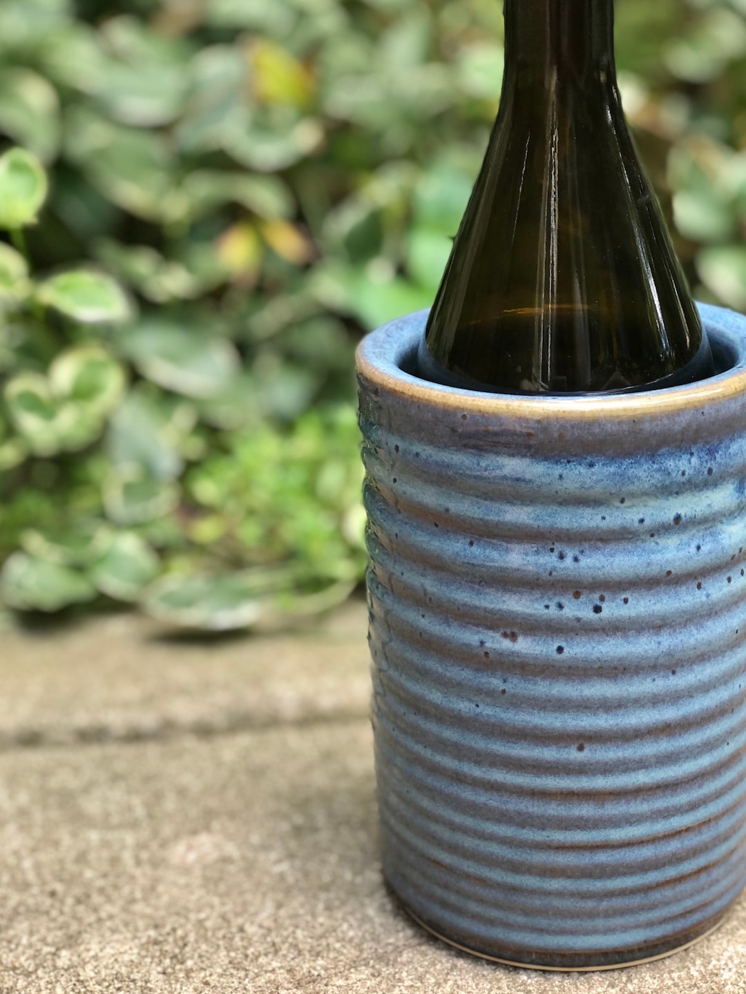 Wine Chiller, Ceramic Wine Cooler, Handmade Ceramic Pottery, Blue Swirl