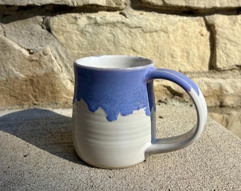 Caneca de café artesanal em cerâmica azul violeta e branca, 355 ml (12 oz)