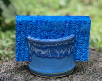 Ceramic Sponge Holder: Modern Light Blue Kitchen Sink Caddy