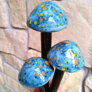 Garden Decor ~ Ceramic Mushroom Stakes ~ Outdoor Garden Stakes ~ Fairy & Gnome Decor ~ Outdoor Decoration ~ Yard Art ~ Clay Mushroom