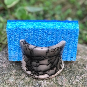 Ceramic Raku Sponge Holder, Sink Caddy, Modern Home Decor Raku Pottery, Unique Home Decorations, Kitchen Storage Gadgets, Neutral Black