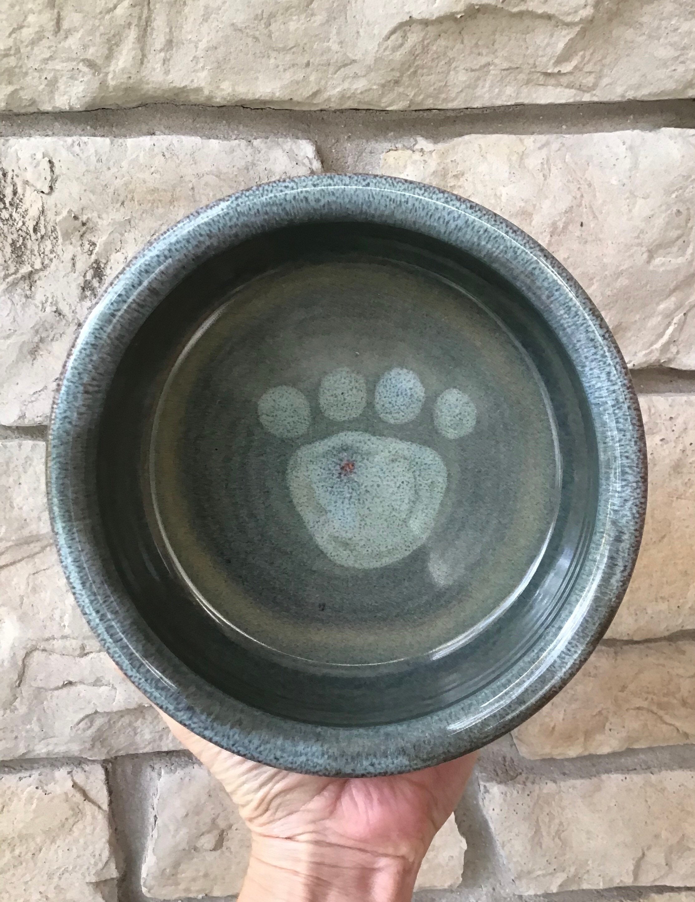 Large Dog Dish Ceramic Pet Dish Dog Bowl Paw Print Etsy