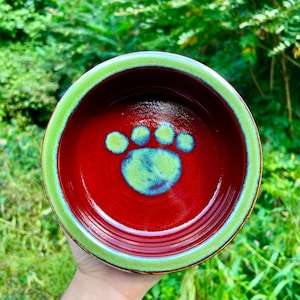 Red Ceramic Dog Bowl, Pet Bowls, Stoneware Dog Dish, Pet Food Water Dish for Dogs and Cats, Gifts for Pets, Pottery Dishes for Animals