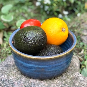 Ceramic Blue Serving Bowl, Mixing Bowls, Stoneware Pottery Dish, Handmade Kitchen Dishes, Kitchen Decor