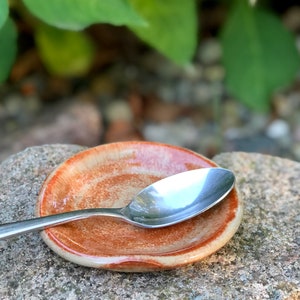 Spoon Rest Ceramic, Spoon Holder, Stoneware Ceramic Pottery, Natural Kitchen Decor, Ceramic Spoon Rest, Home Decor, Rusty Brown, Spoon Plate image 1