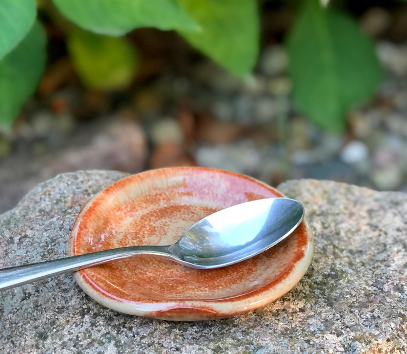 Spoon Rest Ceramic, Spoon Holder, Stoneware Ceramic Pottery, Natural Kitchen Decor, Ceramic Spoon Rest, Home Decor, Rusty Brown, Spoon Plate image 1