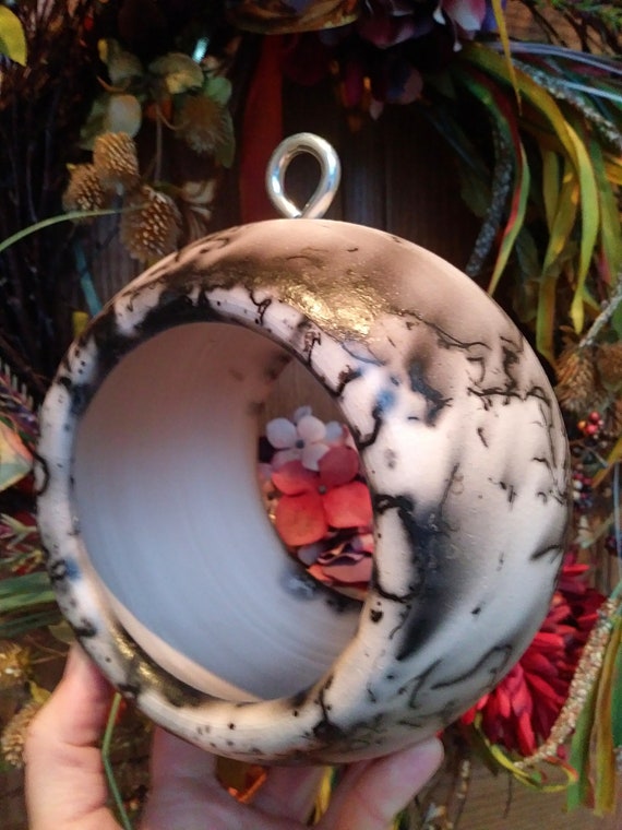 Bird Feeder Raku Pottery Modern Birdfeeder Ceramic Bird Etsy