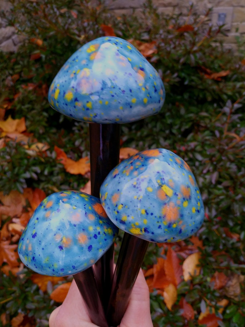 Garden Decor Ceramic Mushroom Stakes Outdoor Garden Stakes Etsy