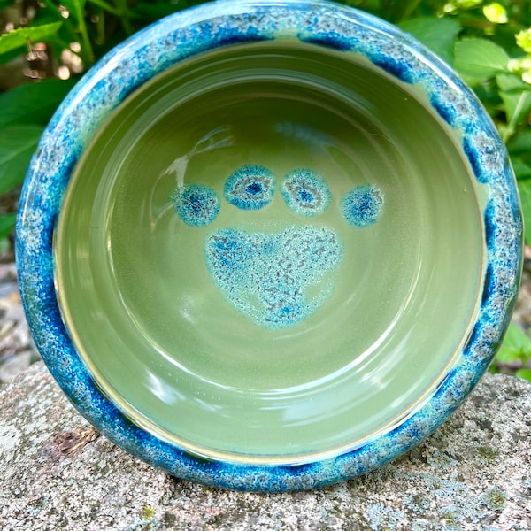 Green Ceramic Dog Bowl, Stoneware Pet Dish, Food Water for Dogs Cats, Best Pottery Pet Bowls, Ceramic Dog Dishes, Animal Supplies, Pet Gifts
