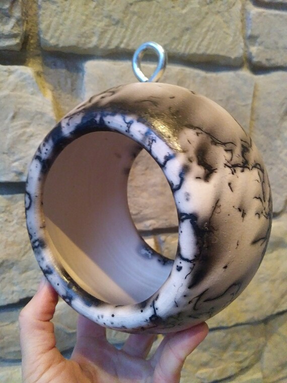 Bird Feeder Raku Pottery Modern Birdfeeder Ceramic Bird Etsy