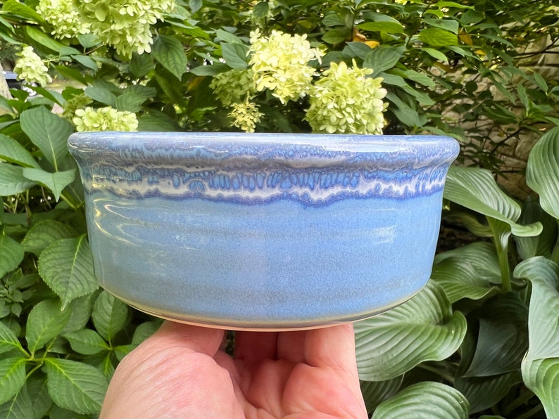 Blue Ceramic Dog Bowl | Handmade Stoneware Pet Dish With Paw Print - Etsy