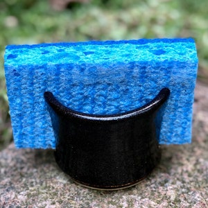 Ceramic Sponge Holder, Sponge Keeper, Sink Caddy Ceramic Pottery, Kitchen Gadgets, Black Sparkle Kitchen Decor, Kitchen Pottery Organizer