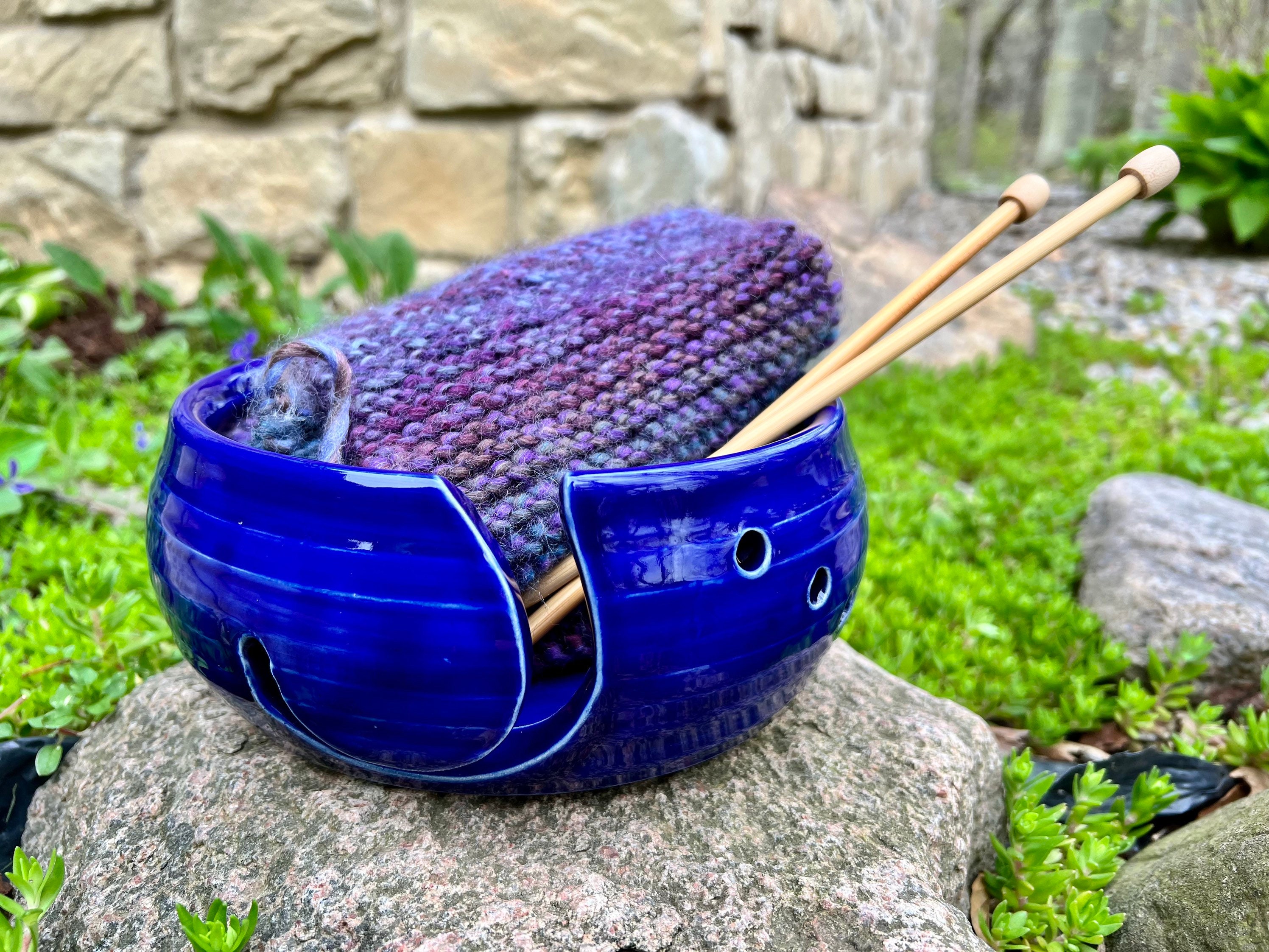 Large Yarn Bowl, Ceramic Knitting Bowl, Pottery Yarn Holder, Knit