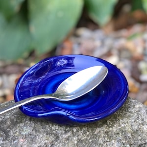 Spoon Rest, Blue Ceramic Spoon Plate Holder, Stoneware Ceramic Pottery, Cobalt Kitchen Decor, Home Decor, Kitchen Gadgets