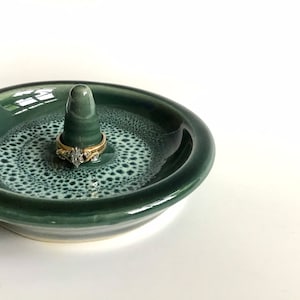Ceramic Ring Dish, Handmade Jewelry Dish, Pottery Jewelry Holder, Unique Gifts for Women, Ring Dishes for Brides, Green Home Decor