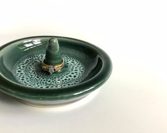 Ceramic Ring Dish - Handmade Jewelry Dish - Pottery Jewelry Holder - Unique Gifts for Women - Ring Dishes for Brides - Green Home Decor