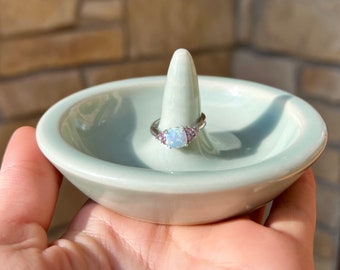 Ceramic Ring Dish - Unique Mother's Day Gift - Aqua Seafoam Jewelry Holder - Handmade Pottery Dishes - Trinket Bowl - Gifts for Women