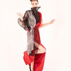 japanese dress with slits on both sides Black Japanese Slit Dress|Tenko 2XL