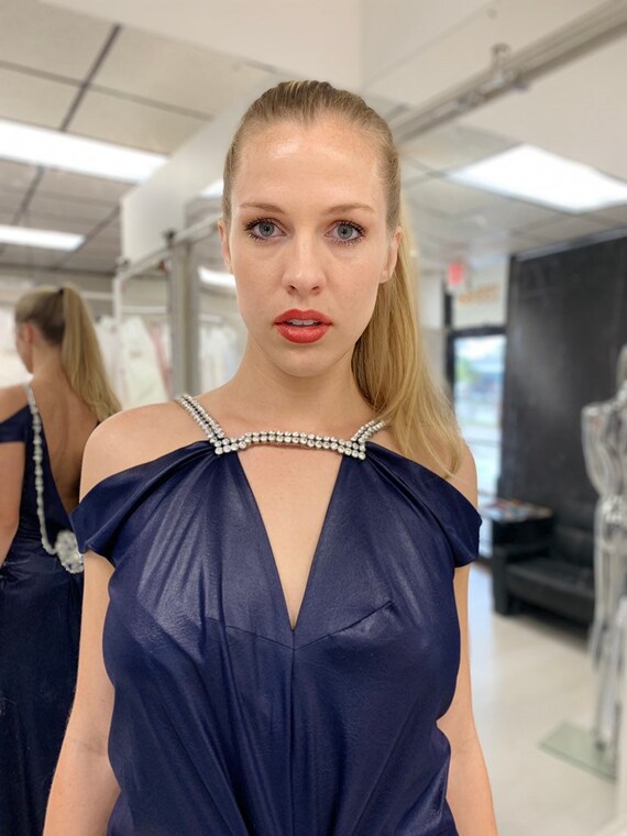 princess polly baby blue dress Backless Silk Dress with Halter Neck, Open-Back Silk Maxi Dress with Tie Neck, Wedding Guest Maxi Dress, Black Long Evening Dress