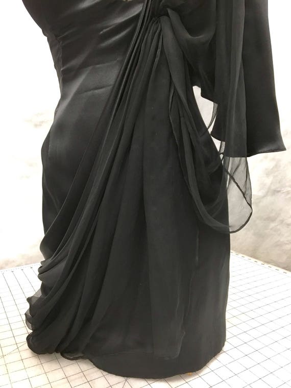 black silk charmeuse dress Black Velvet and Silk Charmeuse Bias Dress With Velvet Bow Details