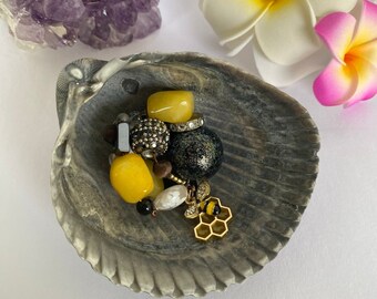 Butter and Smoky Quartz Hematite Yellow Ornate Amulet and Necklace Pendant