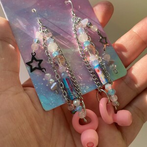 Be Quiet! Sound Buffer Earrings w/ Earplugs, Pink, Blue Rose Quartz, like Loop, Raves, Festivals Concerts. Neurodivergent Sound Sensitivity!