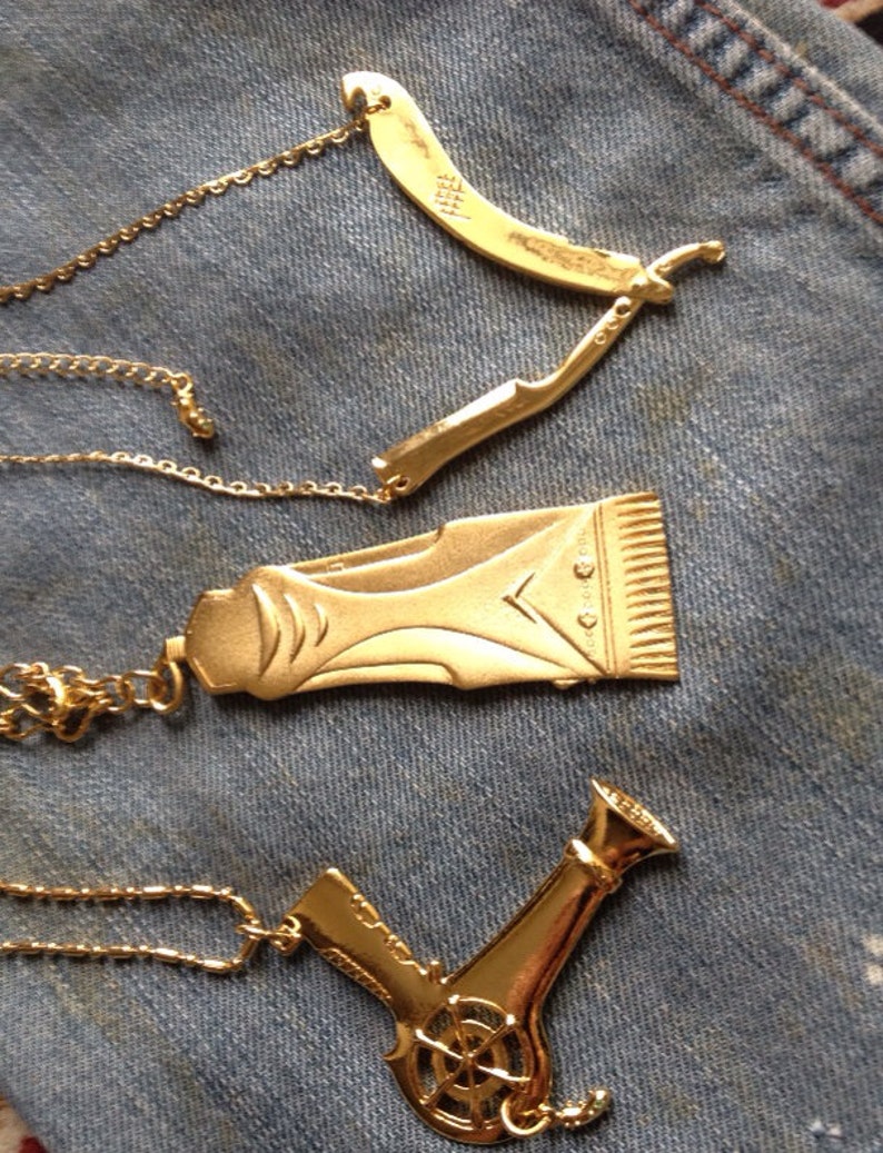Gold CLIPPERS Necklace Barbers Barber Clipper Charm Etsy