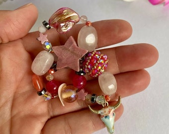 Cherry + Rose Quartz Ornate Amulet and Necklace Pendant