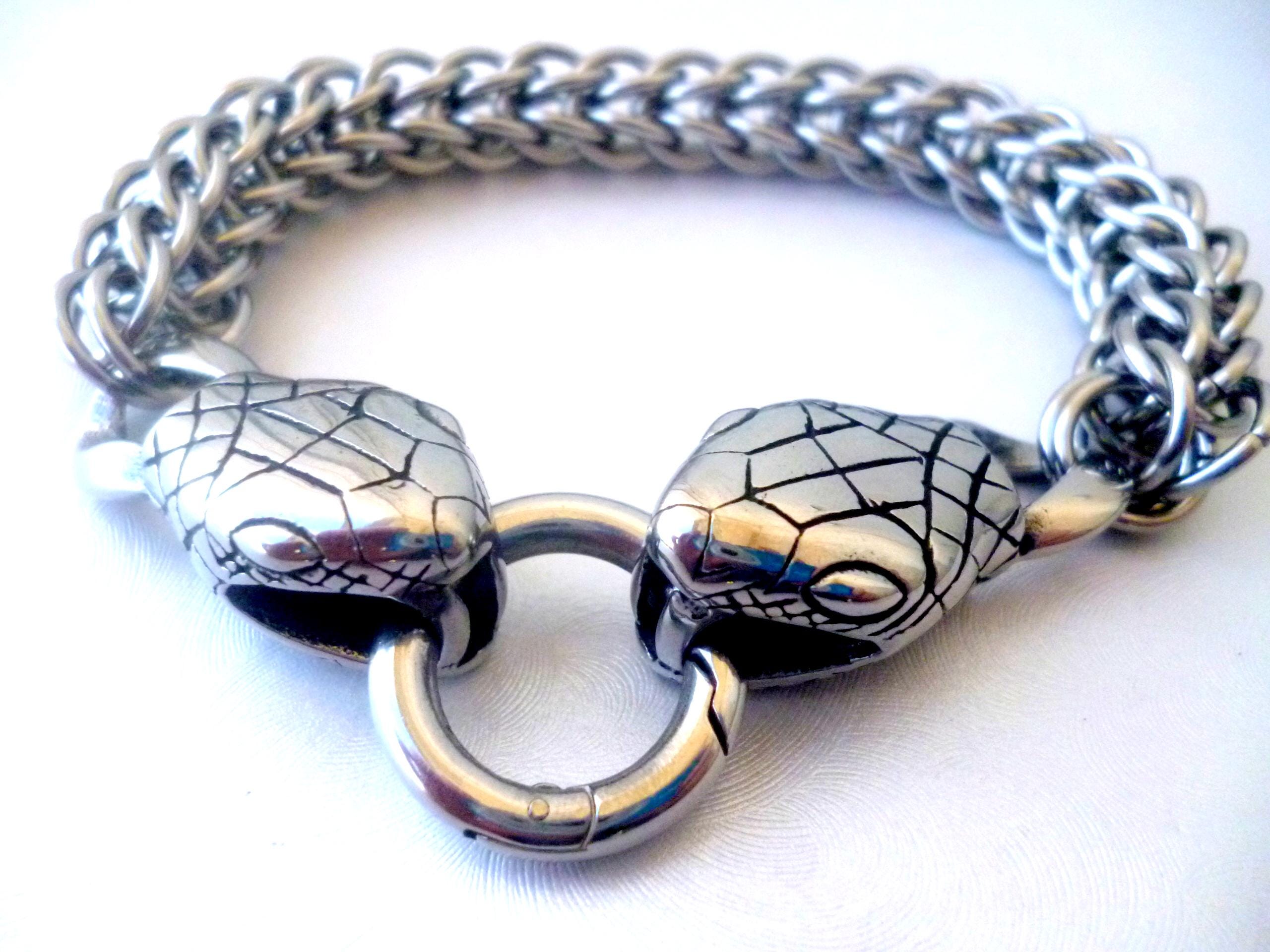 Snake bracelet, man's chainmaille bracelet, chainmaille steel bracelet, male solid metal bracelet, viking bracelet, gift for him